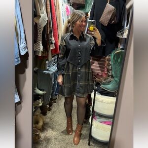 Women’s plaid, button up dress